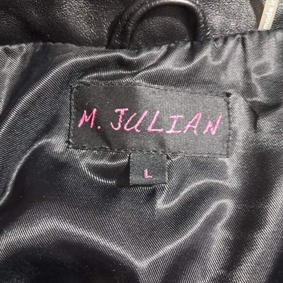 M. Julian Womens Genuine Leather Black Jacket With Zip Closure Lined With Polyes - Picture 2 of 13